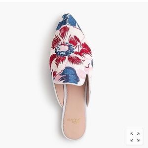J Crew Pointed Toe Brocade Mules